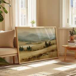 Misty Mountain Poster, Lake Valley Print, Nature Wall Art, Paper - thumbnail 4