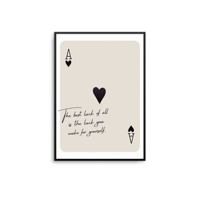 Ace Of Hearts Poster Motivational Quote, Elegant Home Decor - image 1