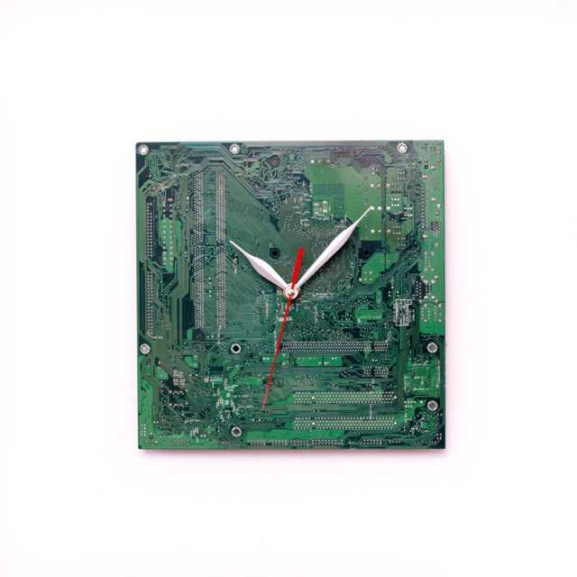 Green Circuit Board Clock, Industrial Wall Decor, Large Unique Gift, Boyfriend Gift, Husband Pc Gift - image 1