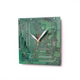 Green Circuit Board Clock, Industrial Wall Decor, Large Unique Gift, Boyfriend Gift, Husband Pc Gift - thumbnail 3