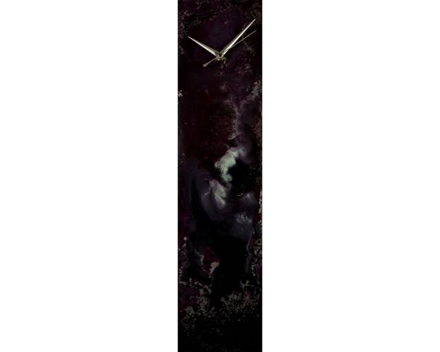 Purple & Black Wall Clock For Kitchen, Unique Glass Art With Lighting, Modern House Warming Gift New Homeowner Present - image 1