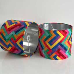 Handmade By Order Luxury Multi Coloured Zigzag Geometric Pattern Velvet Drum Lamp Shade Pendant Light All Shapes & Sizes Availa - thumbnail 3