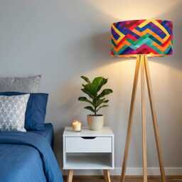 Handmade By Order Luxury Multi Coloured Zigzag Geometric Pattern Velvet Drum Lamp Shade Pendant Light All Shapes & Sizes Availa - thumbnail 2