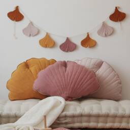 "Linen Ginkgo Leaf Pillow ""Dirty Pink" - thumbnail 2