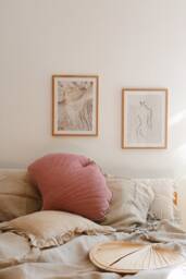 "Linen Ginkgo Leaf Pillow ""Dirty Pink" - thumbnail 1
