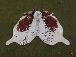Brown & White Genuine Cowhide Rug-Exclusive Cow Skin Area Rug For Living Room-Large Rug - Best Rugs-Tricolor - thumbnail 1