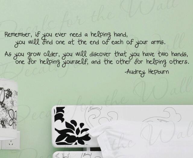 You Have Two Hands Help Others Audrey Hepburn Inspirational Character Charity Wall Decal Quote Vinyl Sticker Art Decor Decoration J97 - image 1
