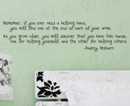 You Have Two Hands Help Others Audrey Hepburn Inspirational Character Charity Wall Decal Quote Vinyl Sticker Art Decor Decoration J97 - thumbnail 1