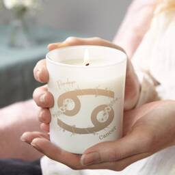 Cancer Zodiac Candle Personalised Birth Flower Engraved Candle - thumbnail 1