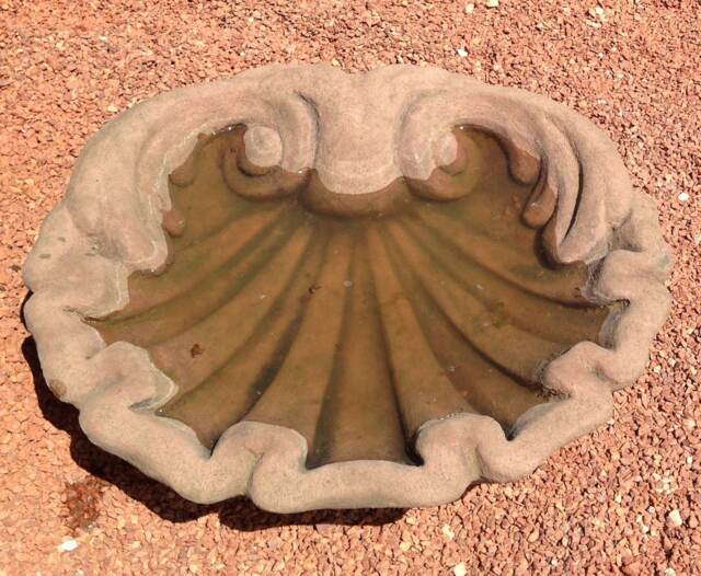 Shell Drinking Trough Bird Bath Art Sandstone D 14 - image 1