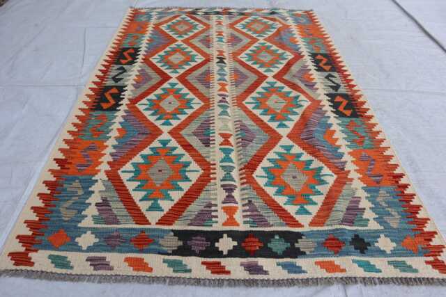 4'3x6'0 Ft Tribal Maimana Rug, Flatweave Afghan New Chubi Kilim Turkmen Oriental Rug, Vintage Rug For Bedroom, Livingroom Rug - image 1