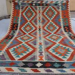 4'3x6'0 Ft Tribal Maimana Rug, Flatweave Afghan New Chubi Kilim Turkmen Oriental Rug, Vintage Rug For Bedroom, Livingroom Rug - thumbnail 4