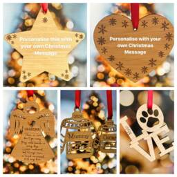 Personalised Memorial Angel - Christmas Ornament Oak Veneer -Remembrance Gift - thumbnail 4