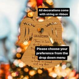 Personalised Memorial Angel - Christmas Ornament Oak Veneer -Remembrance Gift - thumbnail 3