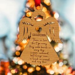 Personalised Memorial Angel - Christmas Ornament Oak Veneer -Remembrance Gift