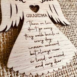 Personalised Memorial Angel - Christmas Ornament Oak Veneer -Remembrance Gift - thumbnail 2