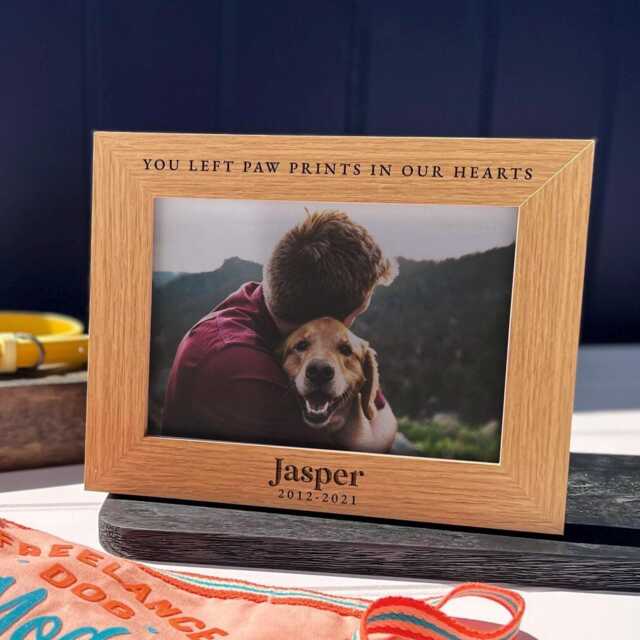Dog Memorial Gift - Personalised Pet Photo Frame Loss Sympathy Gift, in Loving Memory Cat Present, Custom Text Picture - image 1