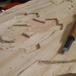 Rustic Hand Carved Unc University Of North Carolina Logo State Outline Wall Art/Hanging - Made With Traditional Handcarving Tools - thumbnail 3