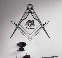 Freemasonry Emblem Wall Vinyl Decal Masonic Sticker Compass Home Decor Ideas Interior Custom Bedroom Art Window Murals 11(Nii - thumbnail 1