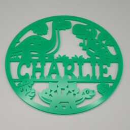 Personalised Cute Dinosaurs Bedroom Decor, Nursery Decor Name, Door Or Wall Hanger in Acrylic Wood - thumbnail 4
