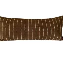 Dark Brown Bolster Cushion Cover, Extra Long Lumbar Pillow Bench Cushion, Boho Home Decor, Neutral Rectangular Woven Cotton - thumbnail 4