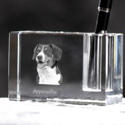 Appenzeller Sennenhund , Crystal Pen Holder With Dog, Souvenir, Decoration, Limited Edition, Collection - thumbnail 2