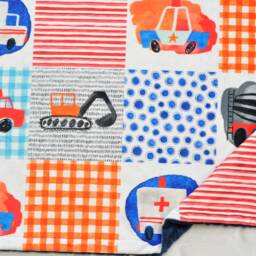 Personalized Baby Blanket-Cars Trucks Police Car Minky Blanket-Fire Engine - thumbnail 3