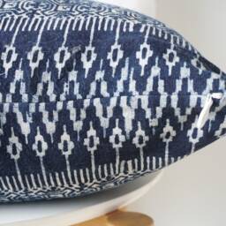 Indigo Neutral Tribal Hemp Hand Woven Natural Dye Color Lumbar Pillow Cover - thumbnail 3