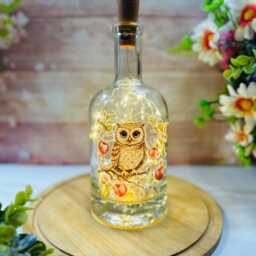 Owl Bottle Light , Led Lamp, Decorative Light Up , Home Decor - thumbnail 3