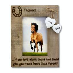Horse Memorial Photo Frame Gift - Pet Loss in Memory If Love Could Have Saved You Personalised Driftwood 6x4 - thumbnail 2