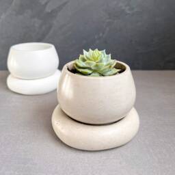 Mini Concrete Planter With Drainage, Cute Tiny Plant Pot, Bubble Succulent Planter, Decorative Small Nordic Chubby Miniature Pot - thumbnail 2