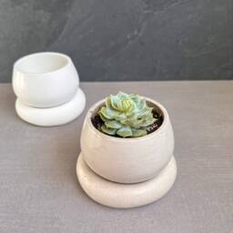 Mini Concrete Planter With Drainage, Cute Tiny Plant Pot, Bubble Succulent Planter, Decorative Small Nordic Chubby Miniature Pot - thumbnail 3