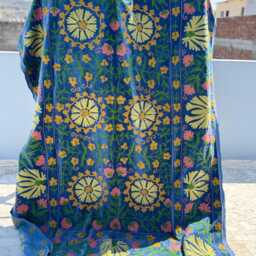 Velvet Suzani Handmade Quilt - Luxury Embroidered Boho Bedding - thumbnail 3