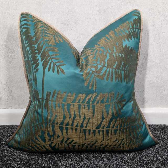Emerald Green & Bronze Piped Cushion Cover Harlequin Extravagance Modern Home Decor For Chair Sofa & Bed Pillow Cover. Rectangle Oblong - image 1