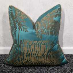 Emerald Green & Bronze Piped Cushion Cover Harlequin Extravagance Modern Home Decor For Chair Sofa & Bed Pillow Cover. Rectangle Oblong