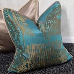 Emerald Green & Bronze Piped Cushion Cover Harlequin Extravagance Modern Home Decor For Chair Sofa & Bed Pillow Cover. Rectangle Oblong - thumbnail 2