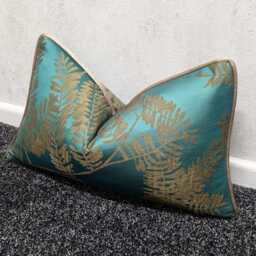 Emerald Green & Bronze Piped Cushion Cover Harlequin Extravagance Modern Home Decor For Chair Sofa & Bed Pillow Cover. Rectangle Oblong - thumbnail 4