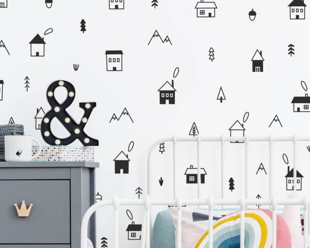 Woodland Village Wall Decals - Nursery Decor, Kids Room Decals, Decal, Forest Sticker, Unique Gift - image 1