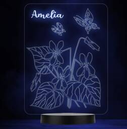 Flowers Leaves Butterflies Personalised Gift Colour Change Led Lamp Night Light - thumbnail 1