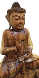 One Hand Meditating Buddha, Carved Wooden Large 1 Metre Tall Buddhism. Home Decor - thumbnail 2