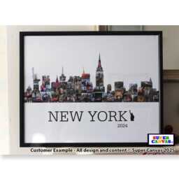 New York City Skyline Usa Family Holiday Travel Map Picture Photo Board Collage Wall Art Framed Canvas Print Birthday Fathers Day Gift - thumbnail 4