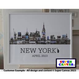 New York City Skyline Usa Family Holiday Travel Map Picture Photo Board Collage Wall Art Framed Canvas Print Birthday Fathers Day Gift - thumbnail 1