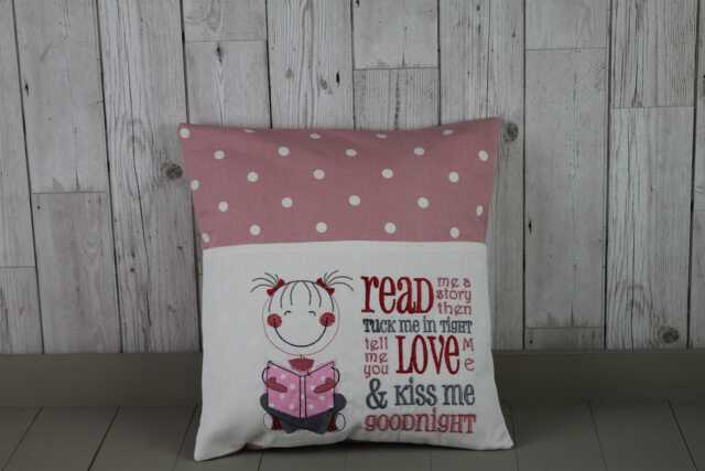 Book Cushion-Children's Reading Pillow~Personalised Cushion With Pocket-Cute Little Girl Reading Pillow~Book Lovers Gift~Travel Pillow - image 1