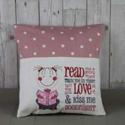 Book Cushion-Children's Reading Pillow~Personalised Cushion With Pocket-Cute Little Girl Reading Pillow~Book Lovers Gift~Travel Pillow - thumbnail 2