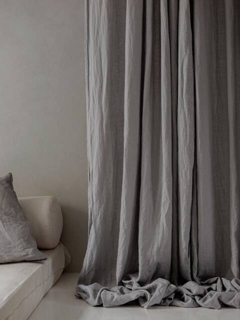 Gray Stonewashed Linen Curtain Panel, Soft Drapes, Luxurious Curtains - image 1