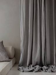 Gray Stonewashed Linen Curtain Panel, Soft Drapes, Luxurious Curtains - thumbnail 1