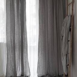 Gray Stonewashed Linen Curtain Panel, Soft Drapes, Luxurious Curtains - thumbnail 2