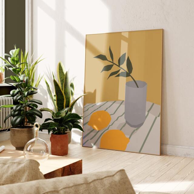 Lemon Tree Print, Wall Art, Abstract Citrus, Kitchen, Living Room, Bedroom, Plant Prints Gallery 2334 - image 1