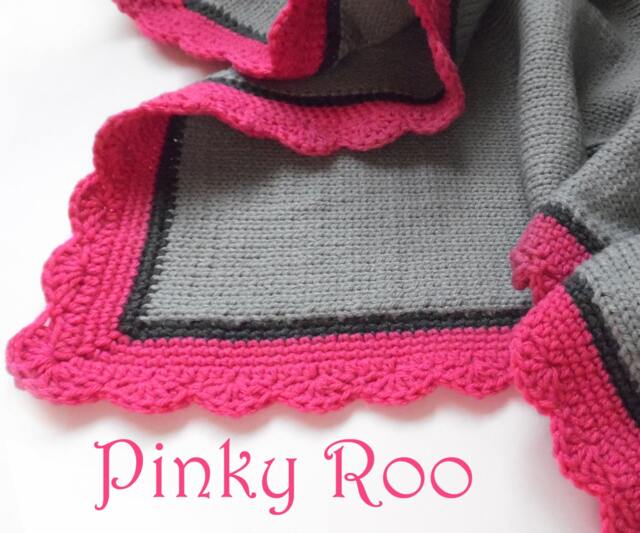 Modern Baby Blanket in Solid Grey Body & Charcoal Hot Pink Border - image 1