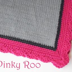 Modern Baby Blanket in Solid Grey Body & Charcoal Hot Pink Border - thumbnail 2